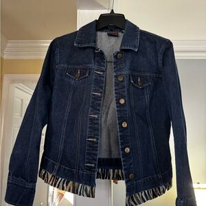 Women's Denim Jacket with Zebra Trim